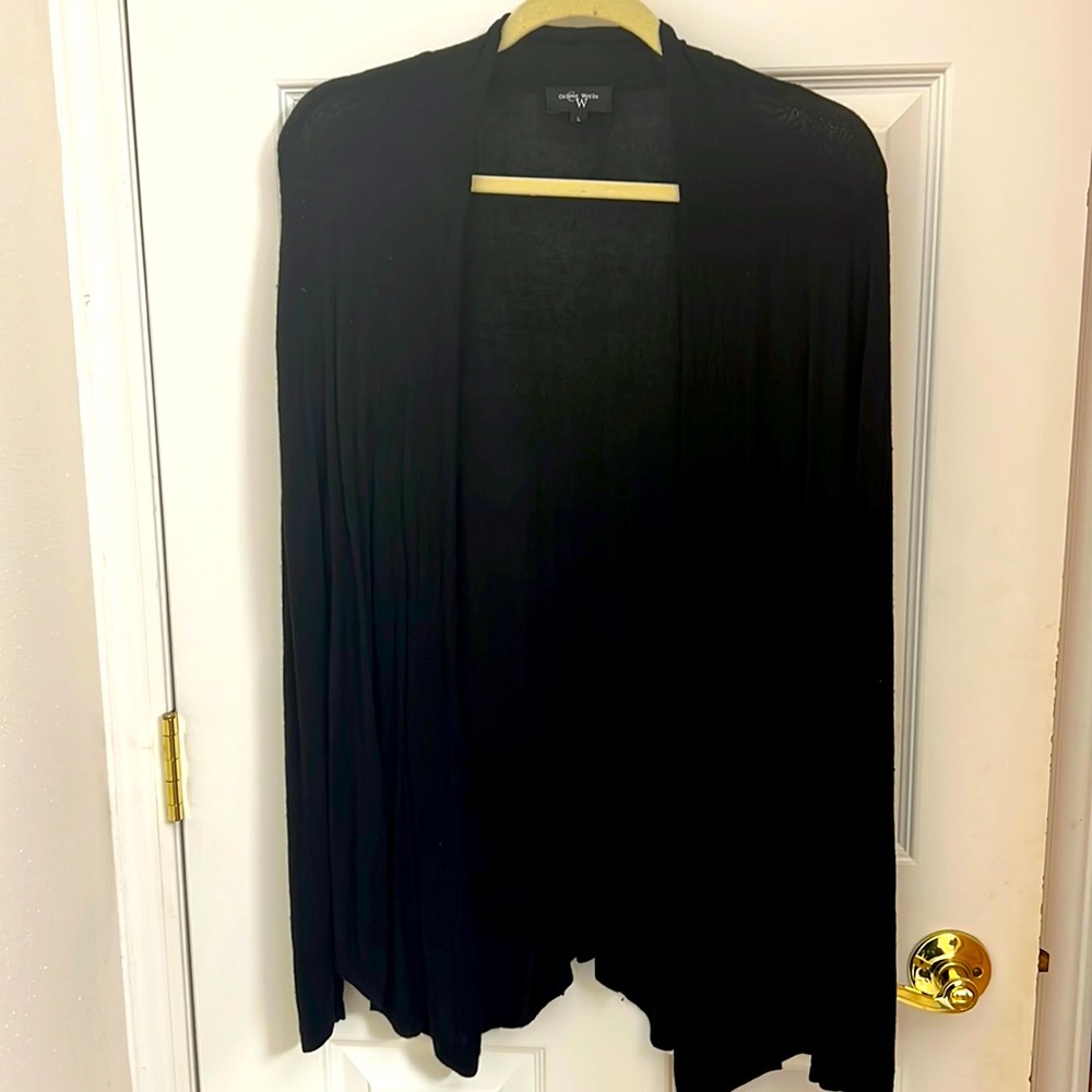 Open front black cardigan by Colour Works size large